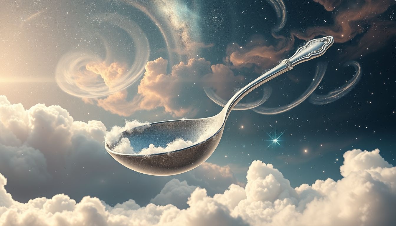 Een te grote soeplepel symboliseert overvloed en nieuwe verantwoordelijkheden.