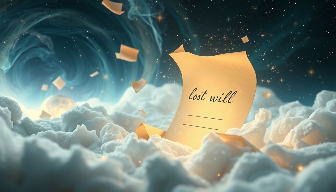 Een testament kwijtraken in dromen symboliseert onzekerheid over erfgoed.