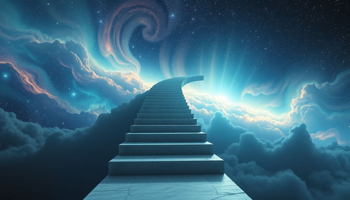 Een trap met veel treden symboliseert langzame persoonlijke groei.