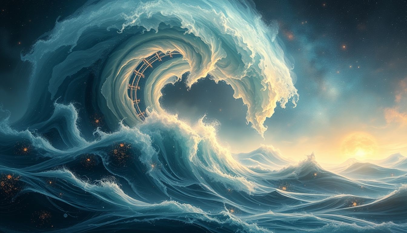 Een tyfoon op zee symboliseert emotionele turbulentie en innerlijke strijd.