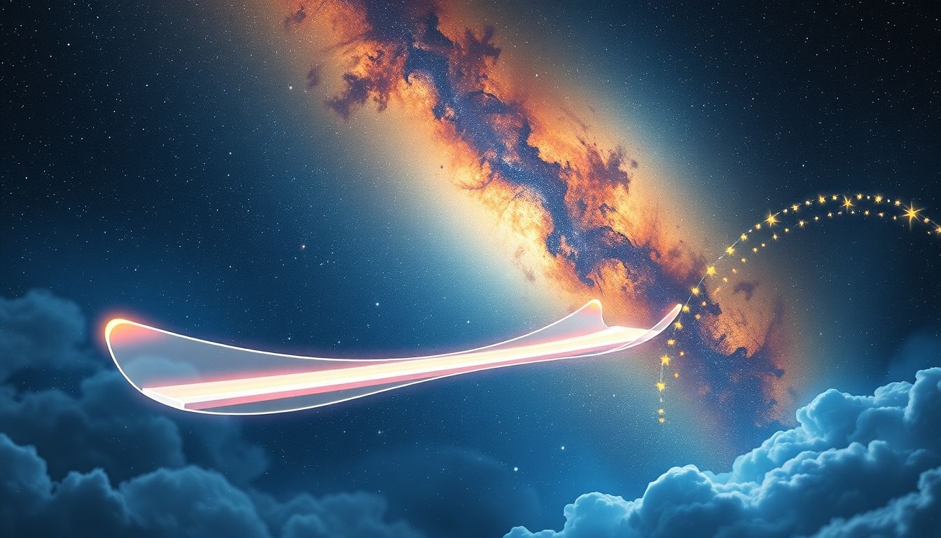 Een zwevende voetgangersbrug symboliseert overgang zonder duidelijk pad in dromen.