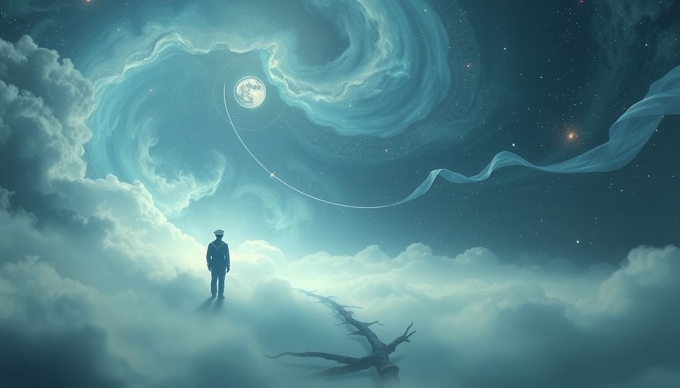 Een zeeman die afscheid neemt symboliseert emotionele loslaten en verandering.