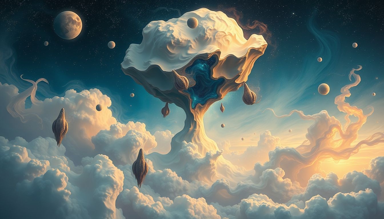 Het vallende schilderij symboliseert innerlijke onzekerheid en veranderende perspectieven.