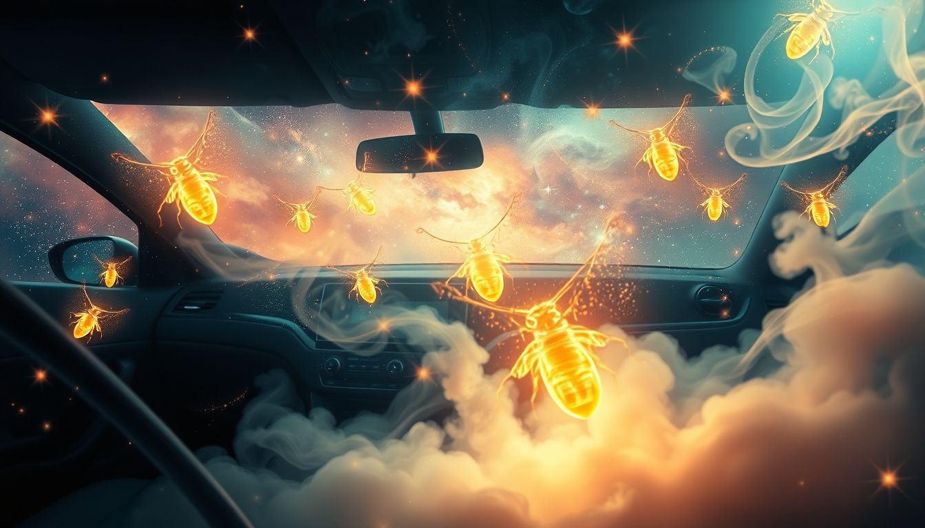 Kakkerlakken in je auto dromen symboliseren verborgen zorgen onderweg.