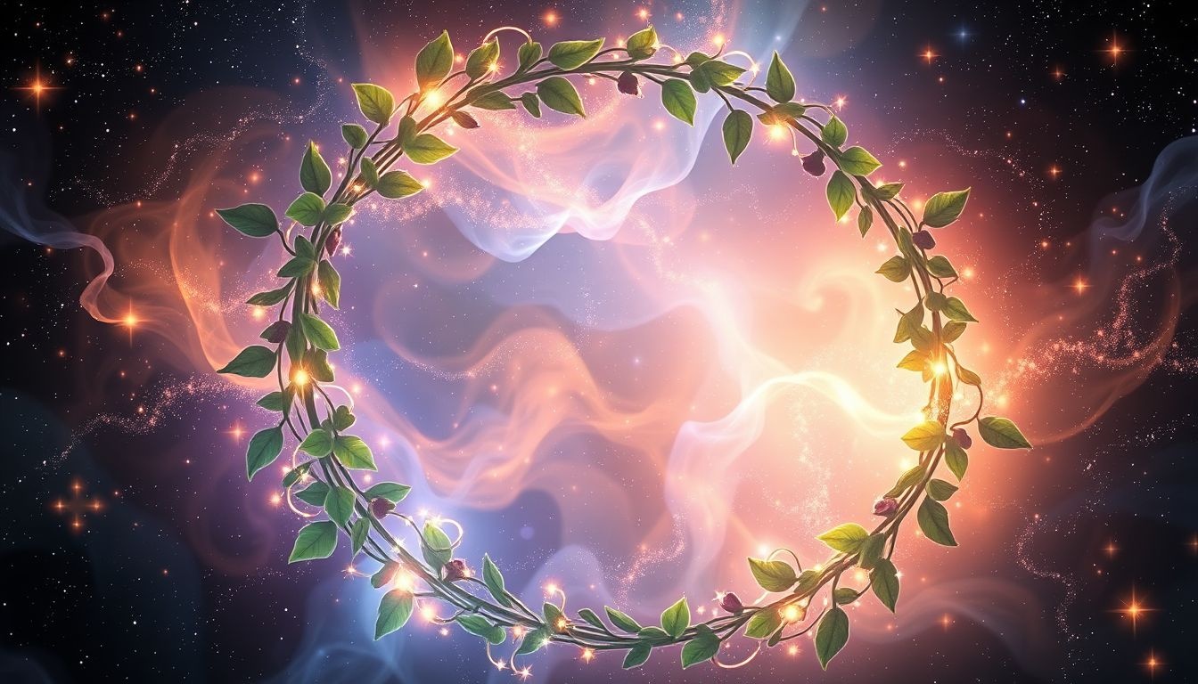 Een sprekende klimopkrans symboliseert wijsheid en verborgen boodschappen.