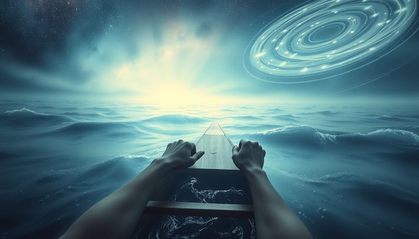 Dromen over roeien zonder oever symboliseren vastzitten in persoonlijke groei.