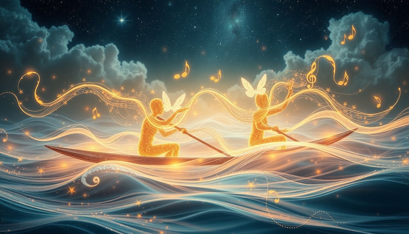 Roeien en zingen symboliseren samen harmonie en doorzettingsvermogen in dromen.