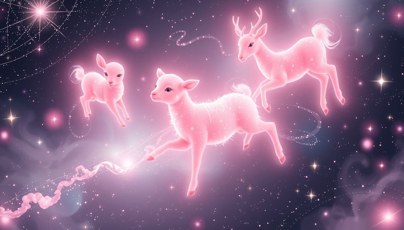 Roze dieren symboliseren onschuld, speelsheid en diep vertrouwen.