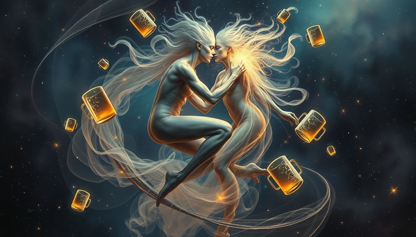 Vechten met een bierpul symboliseert innerlijke strijd en verborgen emoties.