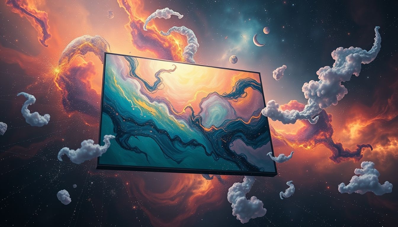 Een vallend schilderij symboliseert het loslaten van oude overtuigingen.