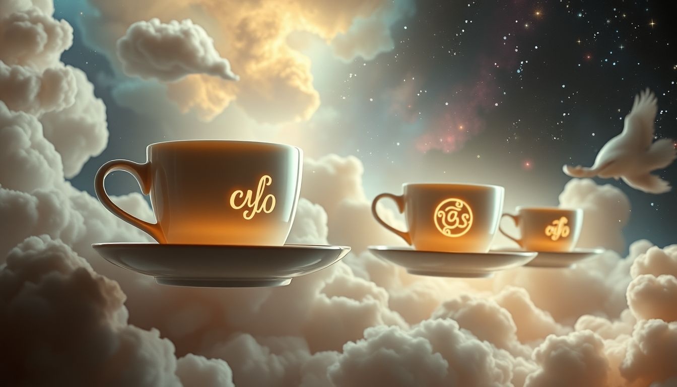 Dromen over koffieservies met logo symboliseert verbondenheid en identiteit.
