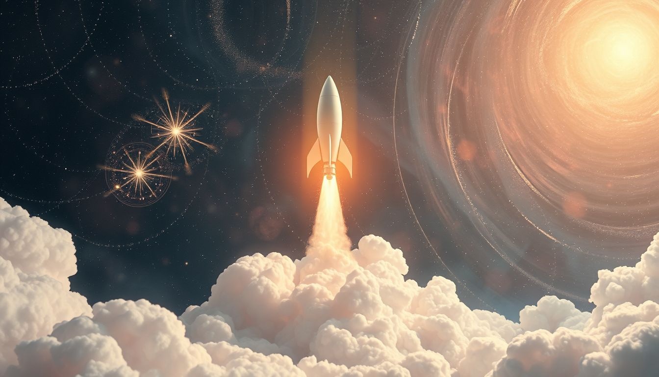 Dromen over raketten symboliseren krachtige ambities en doelgerichtheid.