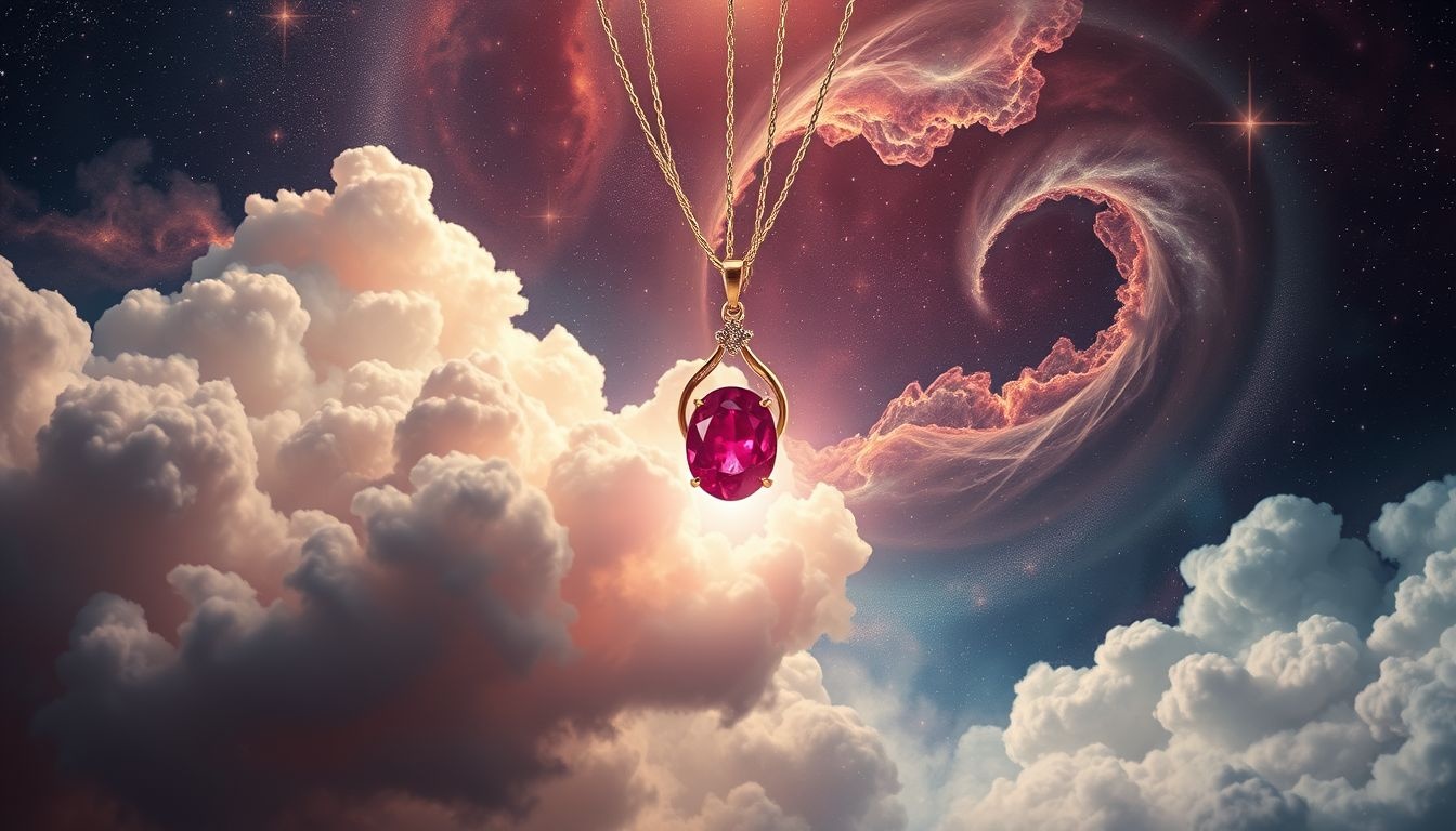 Een robijn ketting symboliseert passie en kracht in dromen.