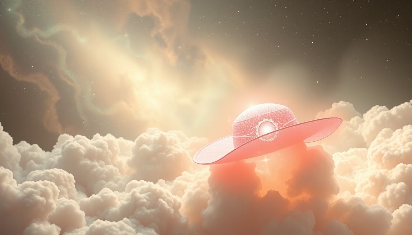 Dromen over een roze hoed symboliseert liefde en vrolijkheid.