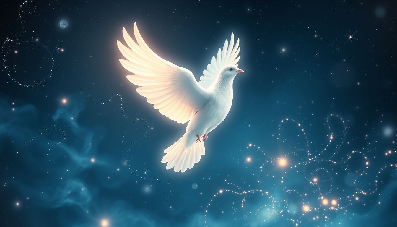 Een witte duif symboliseert vrede en spirituele zuiverheid in dromen.