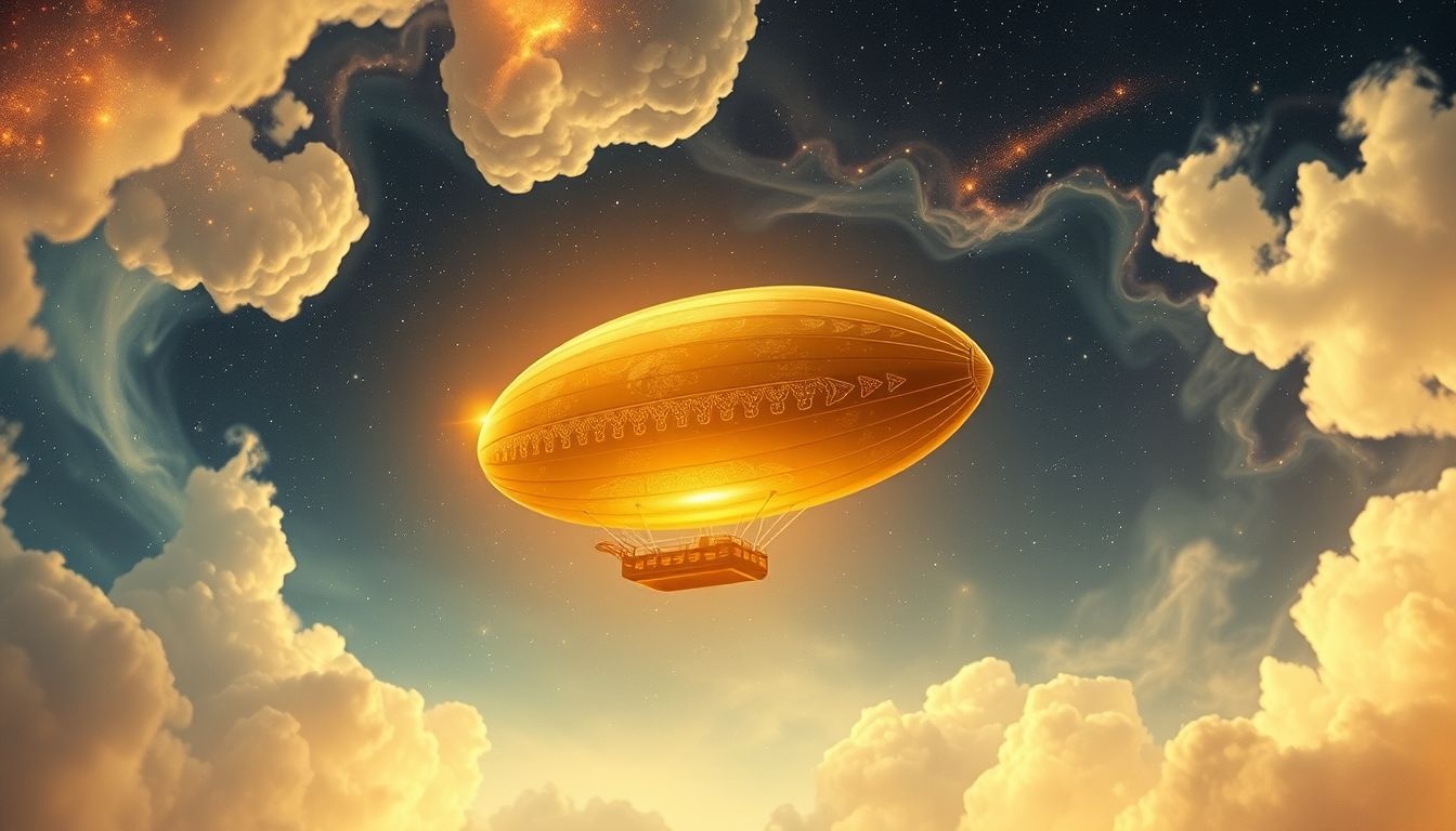 Dromen over gouden zeppelins symboliseren waardevolle spirituele groei.