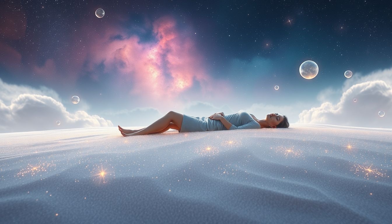 Dromen over liggen op het strand symboliseert ontspanning en vrijheid.