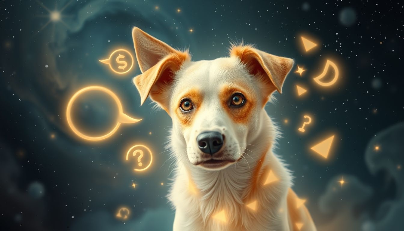 Een sprekende hond symboliseert trouw en verborgen wijsheid.