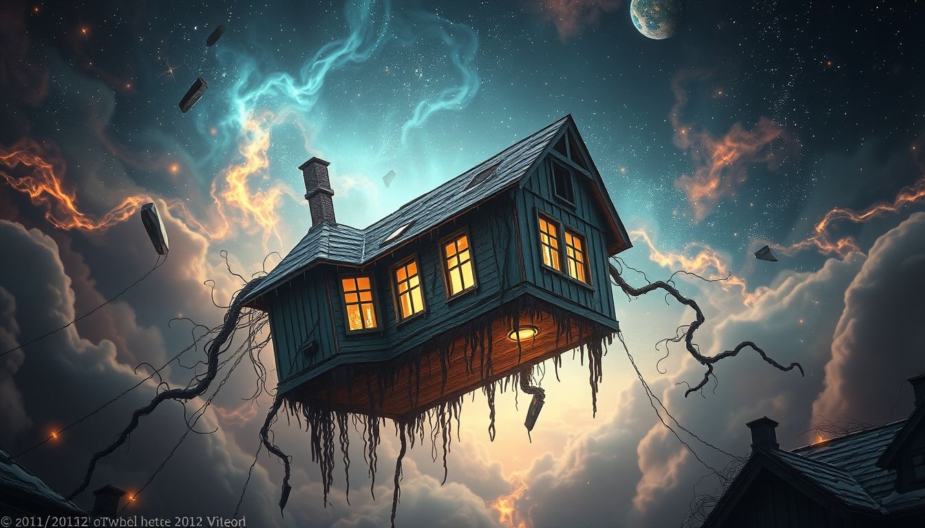 Een vervallen huis symboliseert vaak innerlijke emotionele achteruitgang.