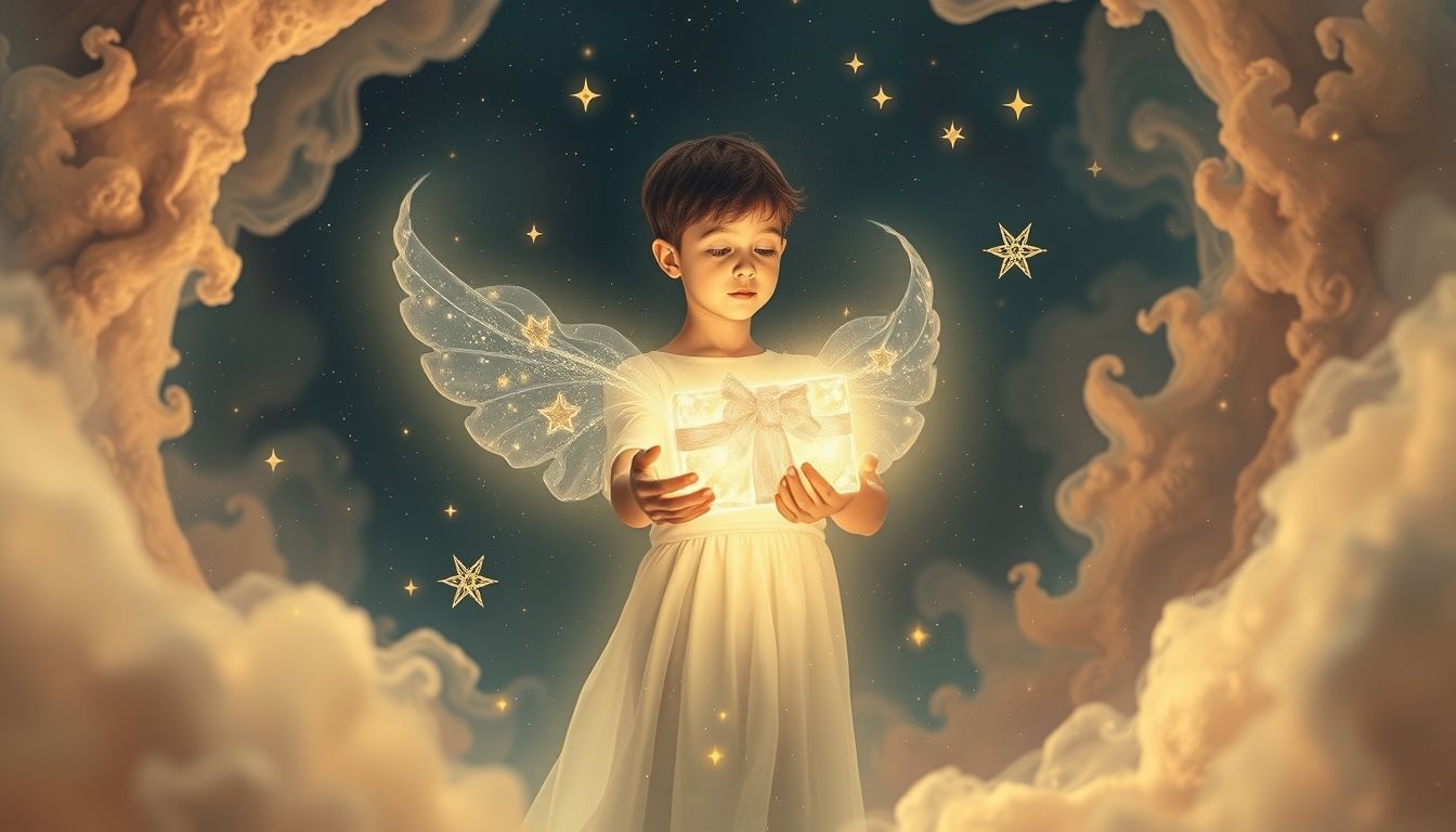 Een jongen die een cadeau geeft symboliseert onverwachte positieve verrassingen.