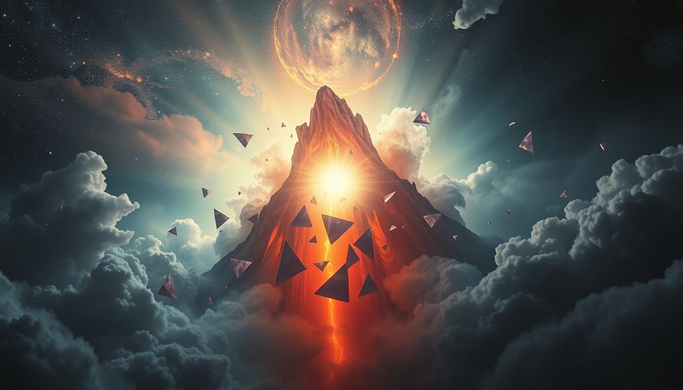 Droom over neerstorten in vulkaan symboliseert intense innerlijke transformatie.