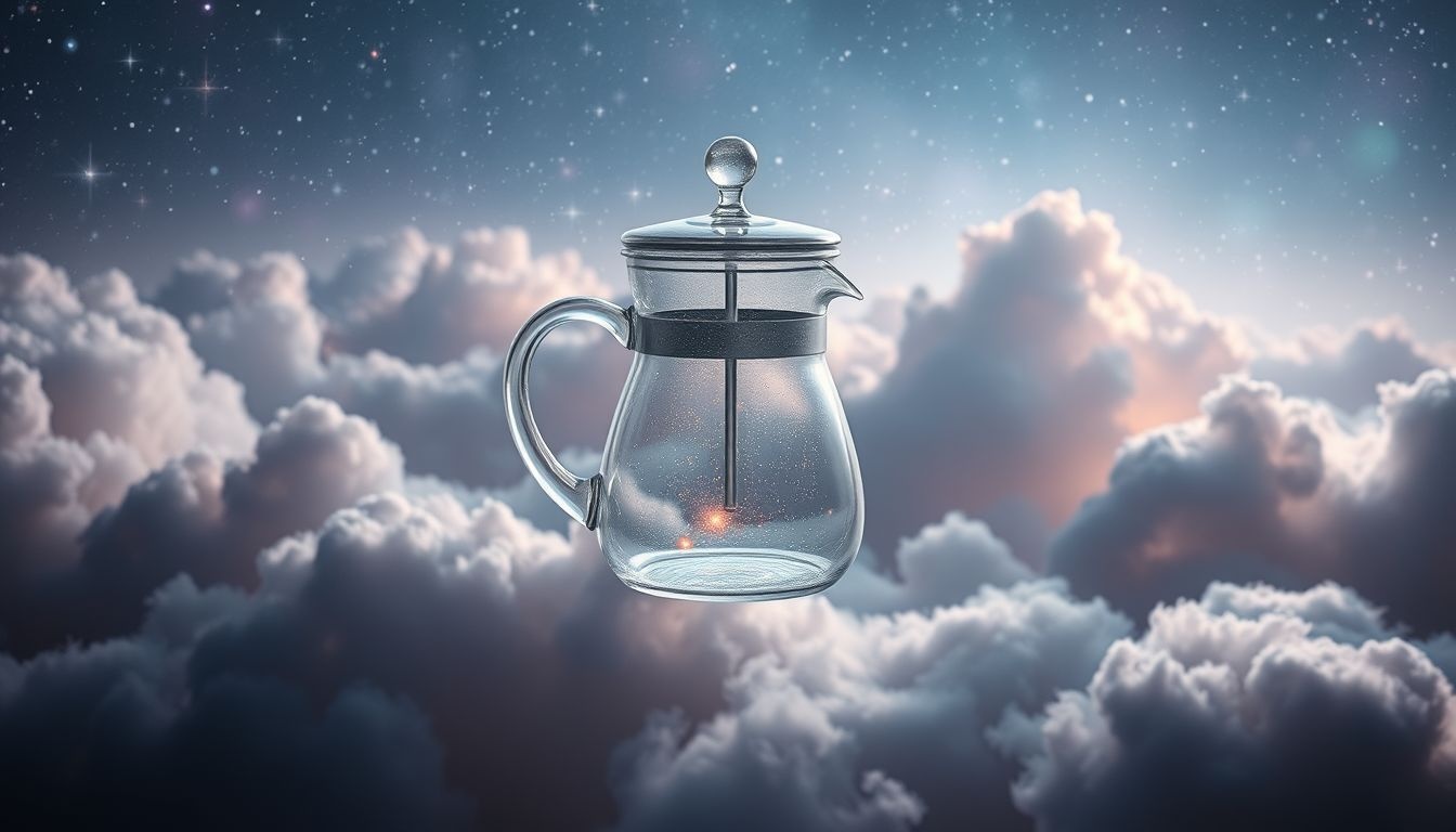 Een glazen koffiepot symboliseert transparantie en emotionele openheid in dromen.