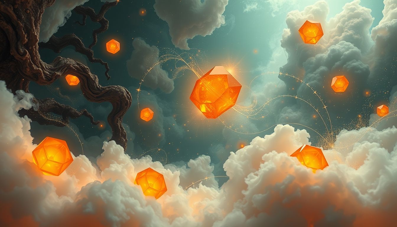Dromen over oranje edelstenen symboliseren creativiteit en innerlijke kracht.