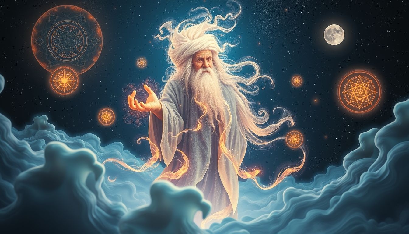 Een oude sjamaan in dromen symboliseert diepe spirituele wijsheid en genezing.