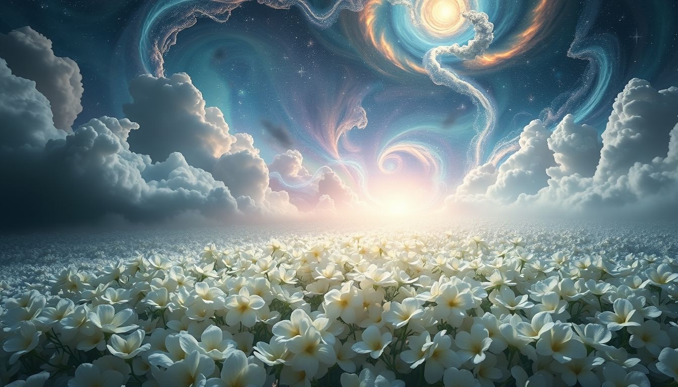 Dromen over een zee van primula’s symboliseert nieuwe hoop en groei.