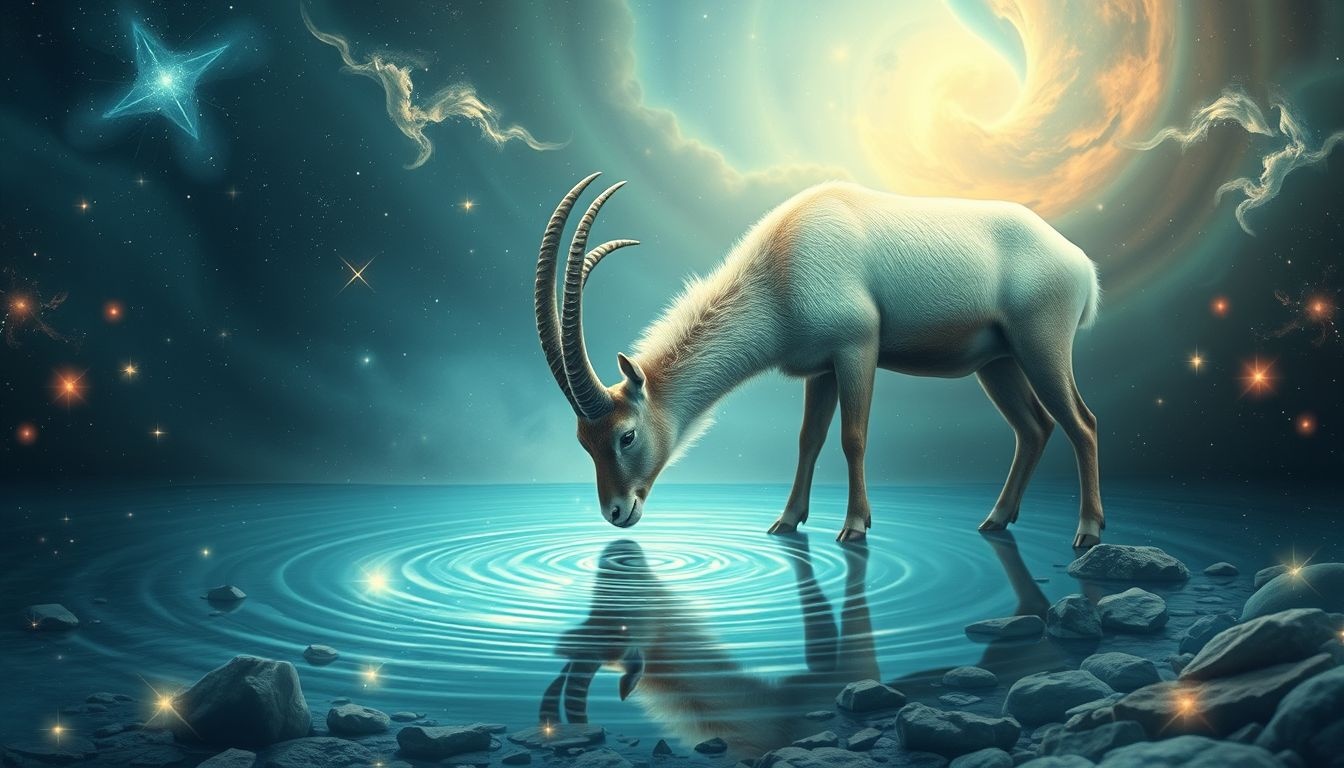 Een mouflon drinken symboliseert innerlijke zuiverheid en nieuwe energie.