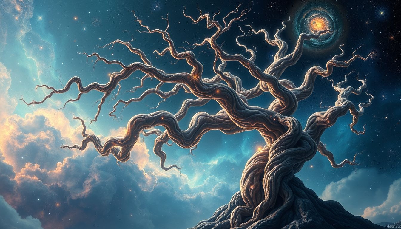 Een veranderende venijnboom symboliseert innerlijke transformatie en groei.