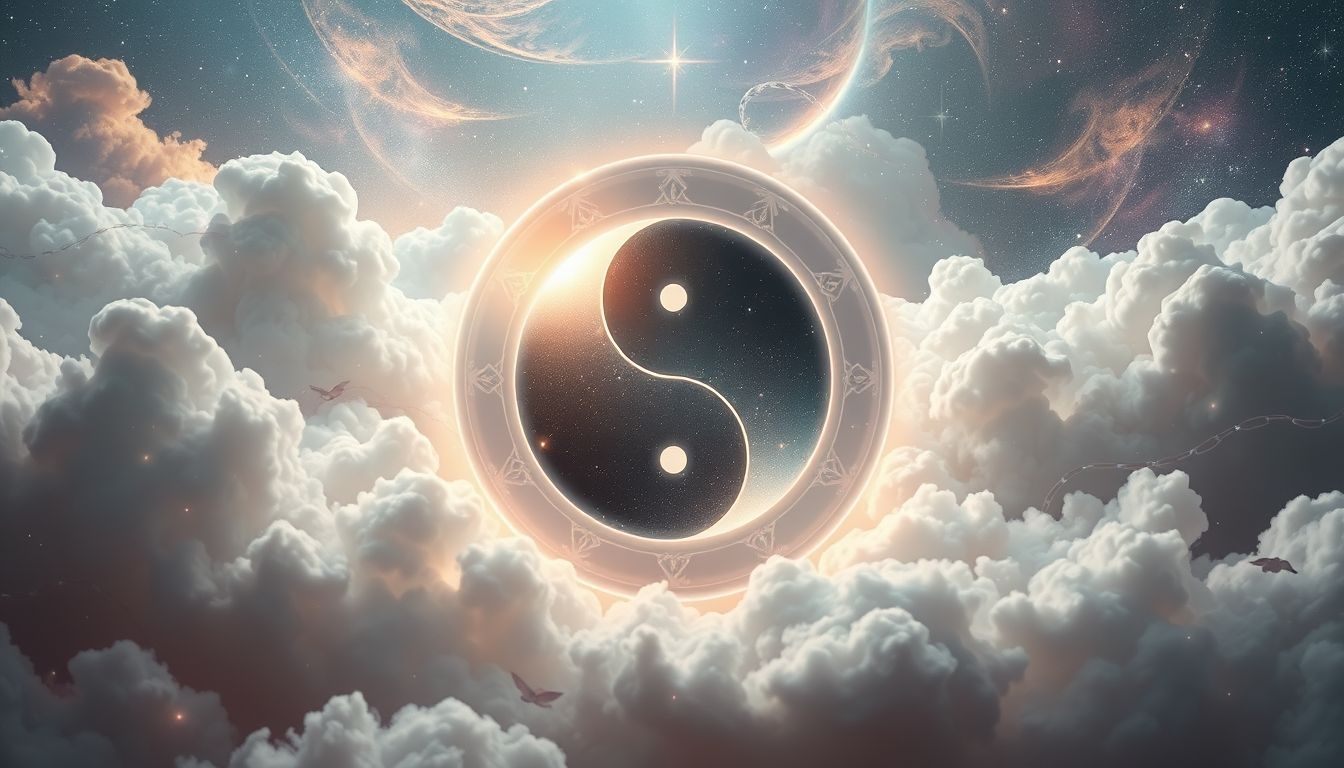 Droom 28 symboliseert innerlijke balans door yinyang-spiegelreflectie.