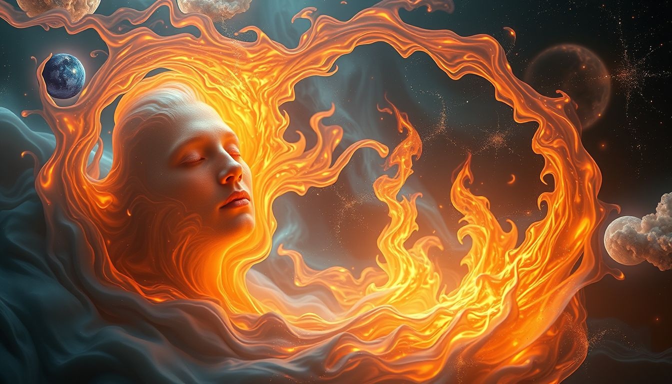 Droom 6 symboliseert innerlijke pijn en emotionele zuivering door vuur.