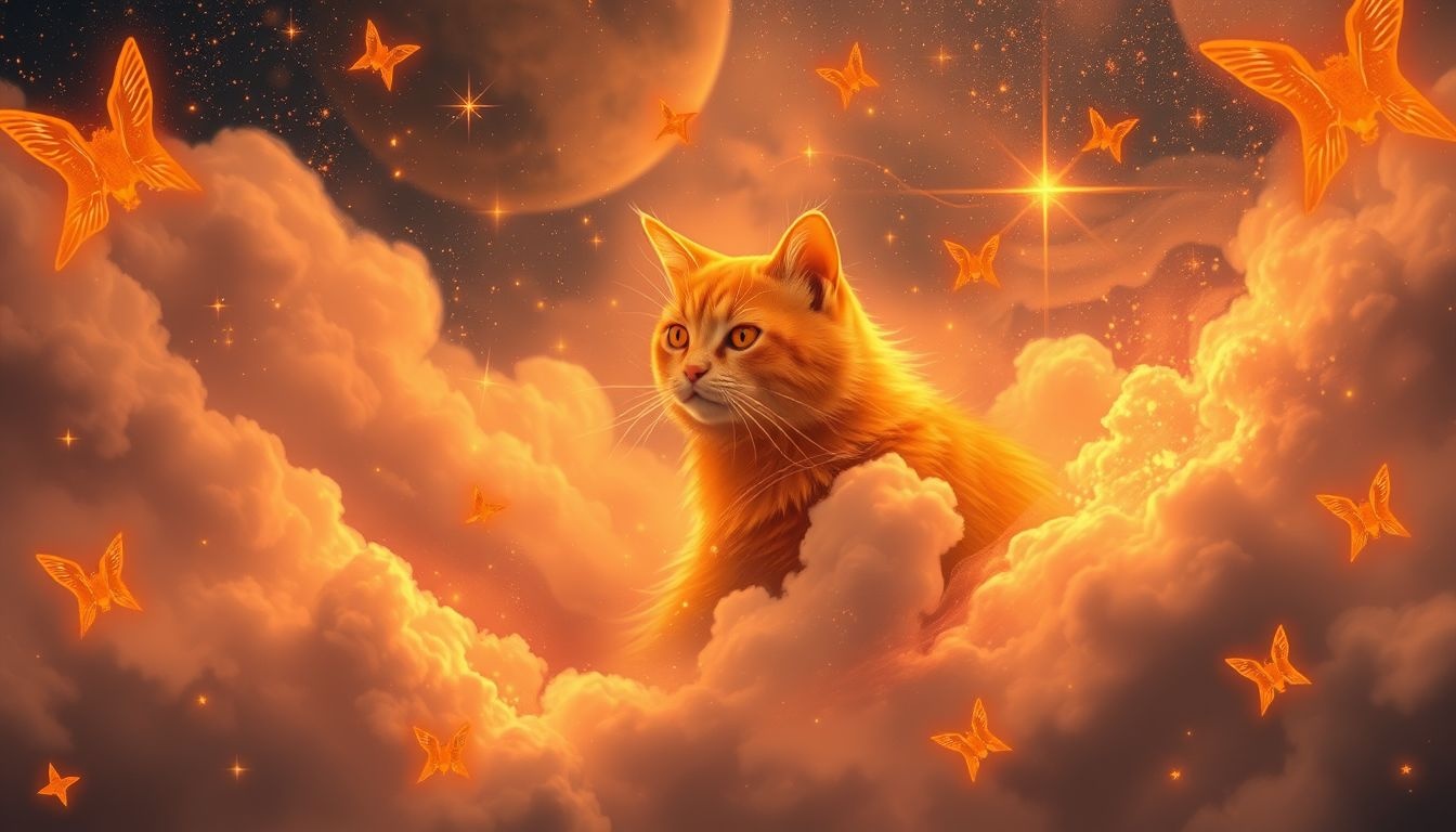Dromen over oranje katten symboliseren creatieve energie en speelsheid.