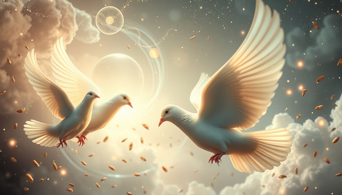Duiven voeren symboliseert harmonie en het koesteren van innerlijke vrede.