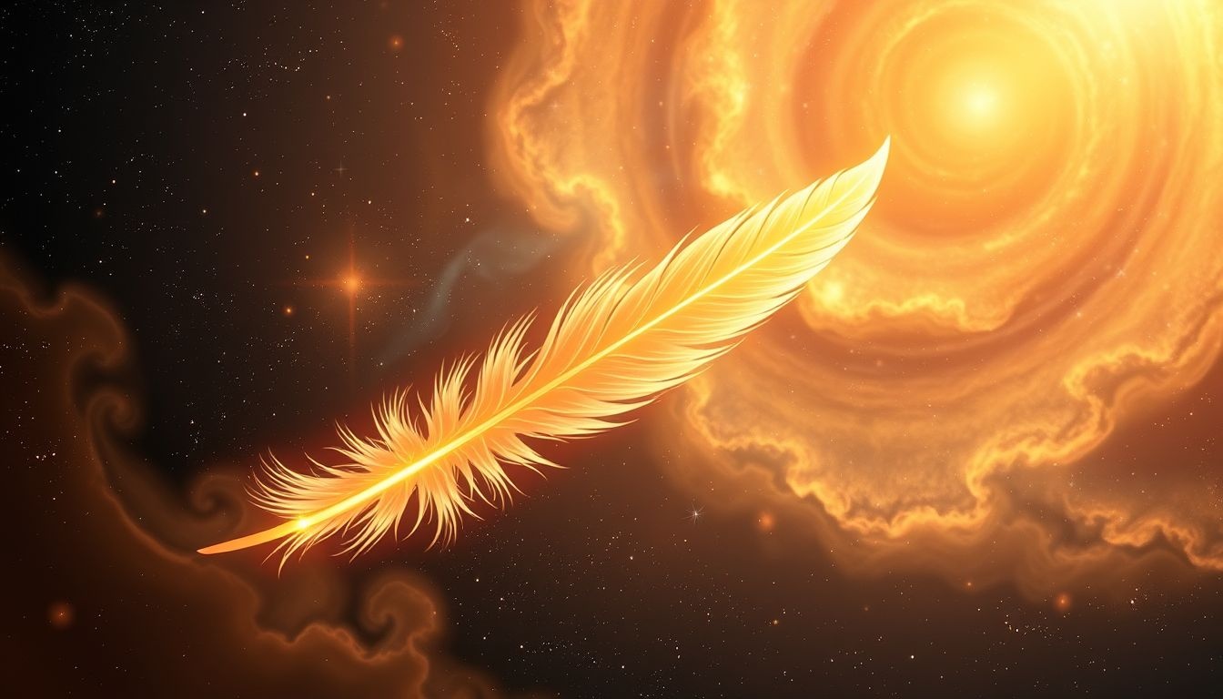 Een veer symboliseert innerlijke kracht en spirituele groei.