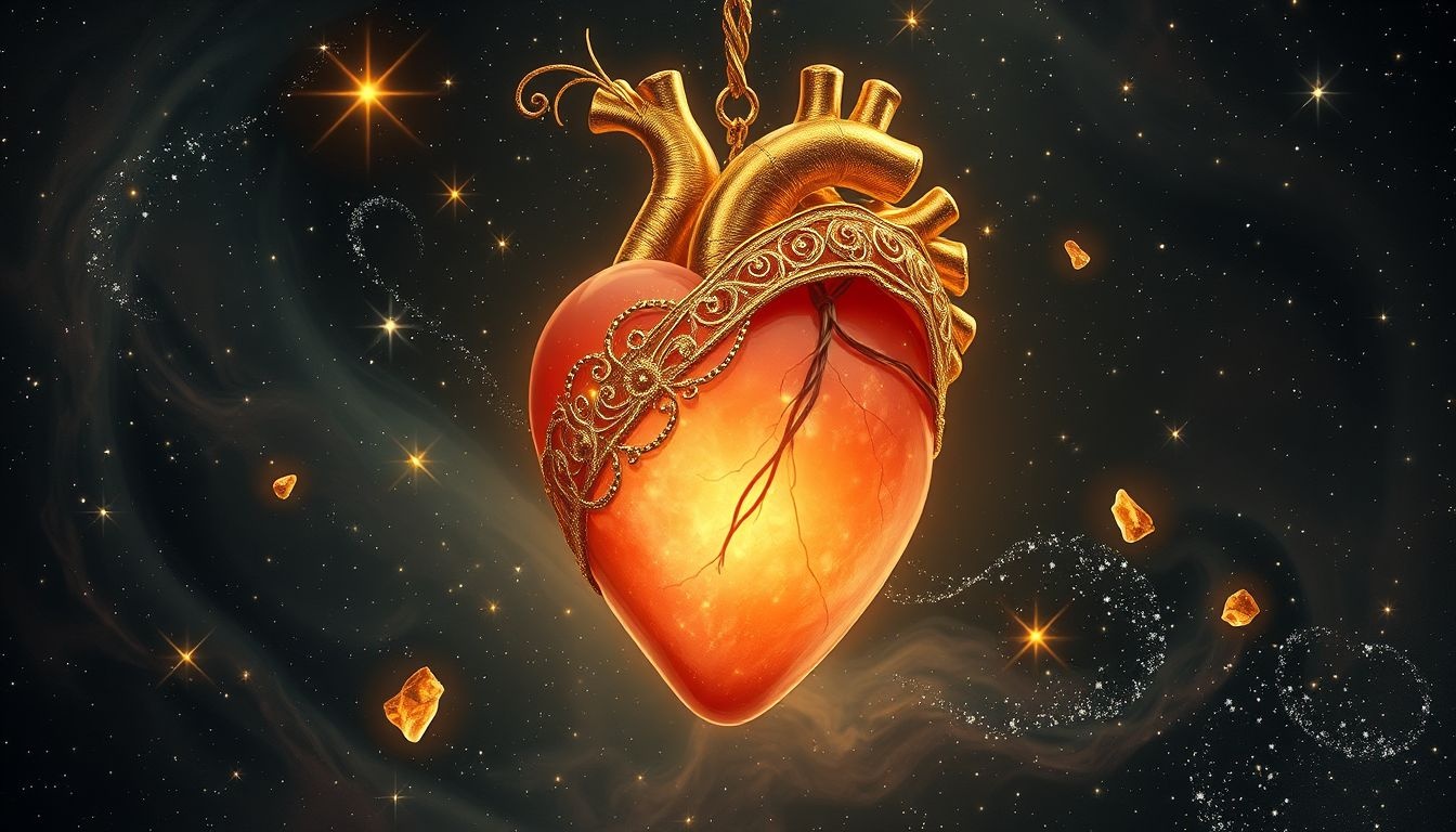 Het vergulden van een hart symboliseert geheelde liefde en hoop.