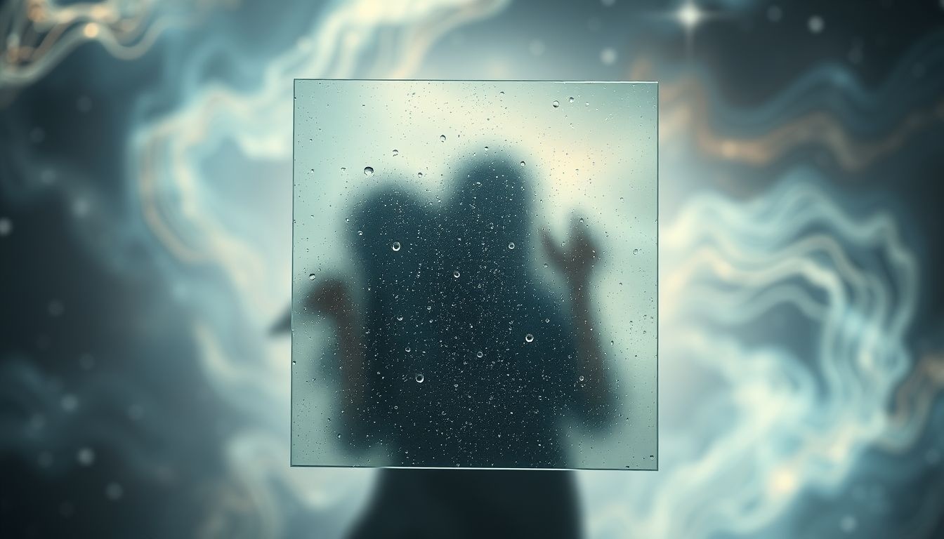 Regen op het raam symboliseert afgeschermde emoties en introspectie.