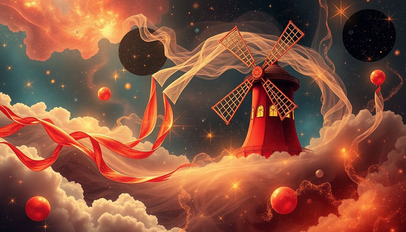 Dromen over de Moulin Rouge symboliseert passie en artistieke expressie.