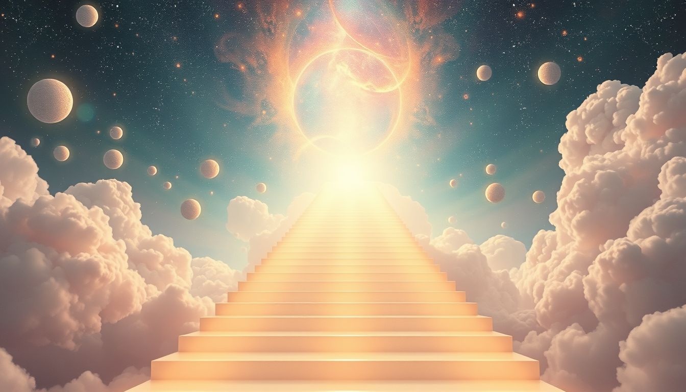 Dromen over brede trappen symboliseren levensveranderingen en nieuwe kansen.