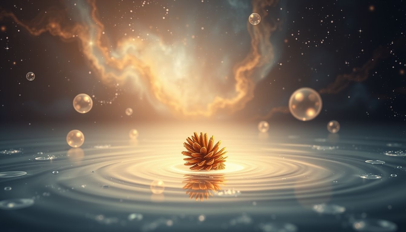 Dromen over dennenappels in water symboliseren emotionele zuivering en groei.