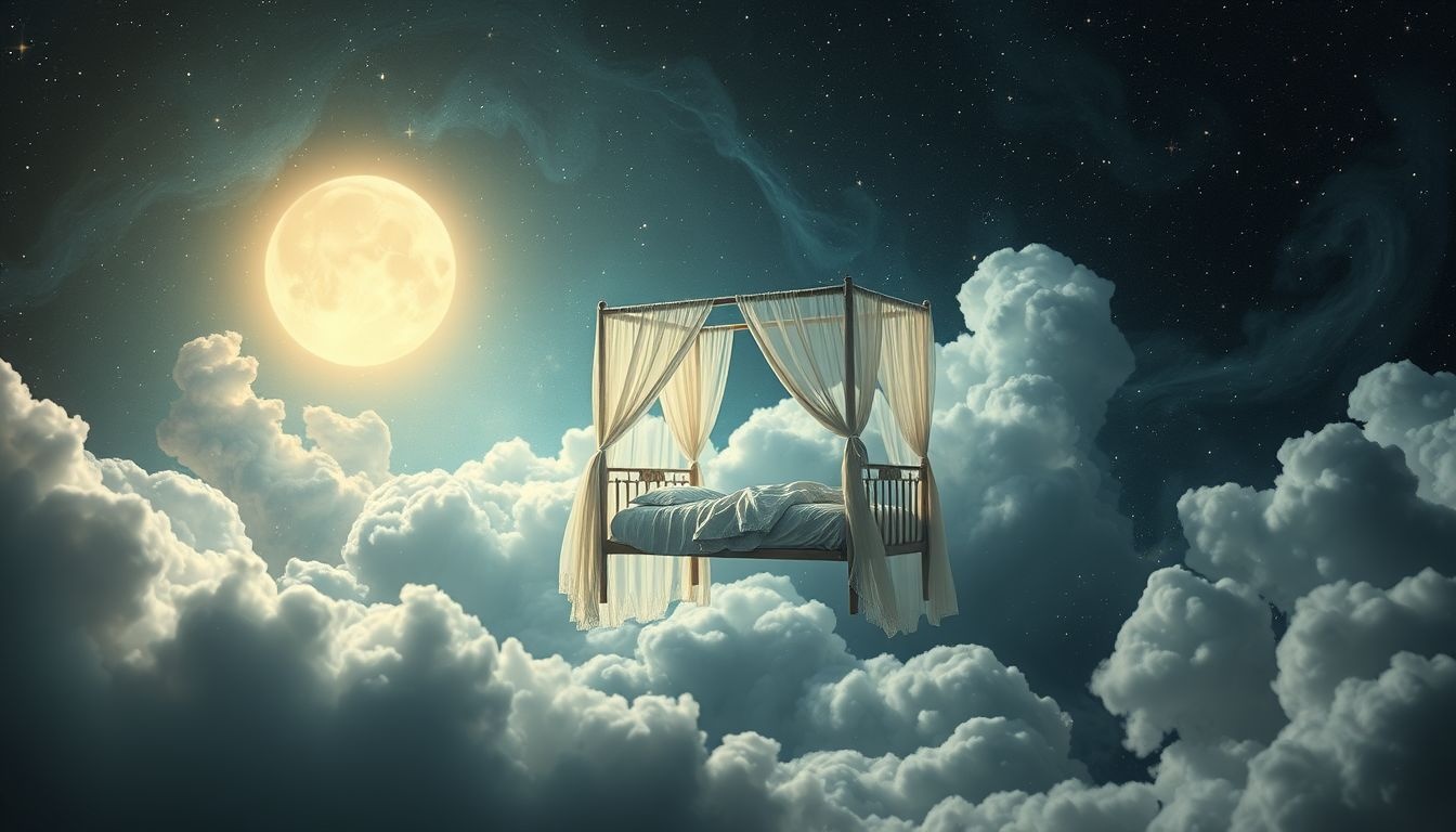 Een klein hemelbed symboliseert vaak eenvoud en geborgenheid in dromen.