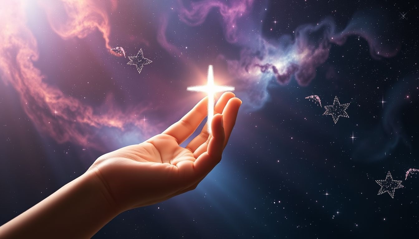 Een kruis in je hand symboliseert bescherming en innerlijke kracht.