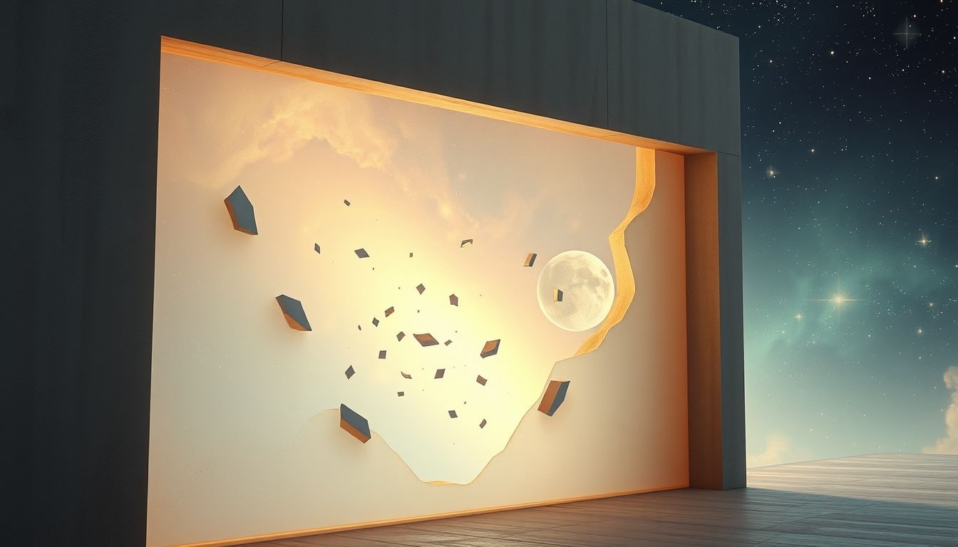 Een muur met gaten symboliseert kwetsbaarheid en doorgang in dromen.