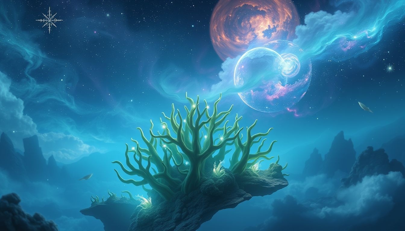 Dromen over zeewier op een rif symboliseert emotionele groei en healing.