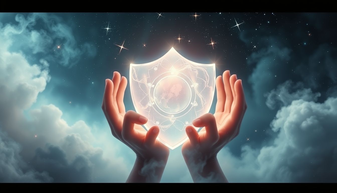 Een schild vasthouden symboliseert bescherming en zelfverdediging in dromen.