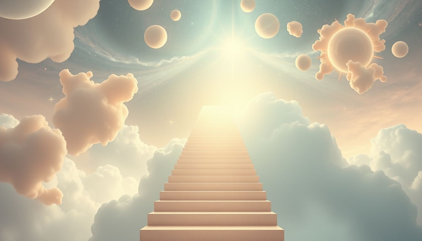 Dromen over een trap naar de hemel symboliseren spirituele groei en verlichting.