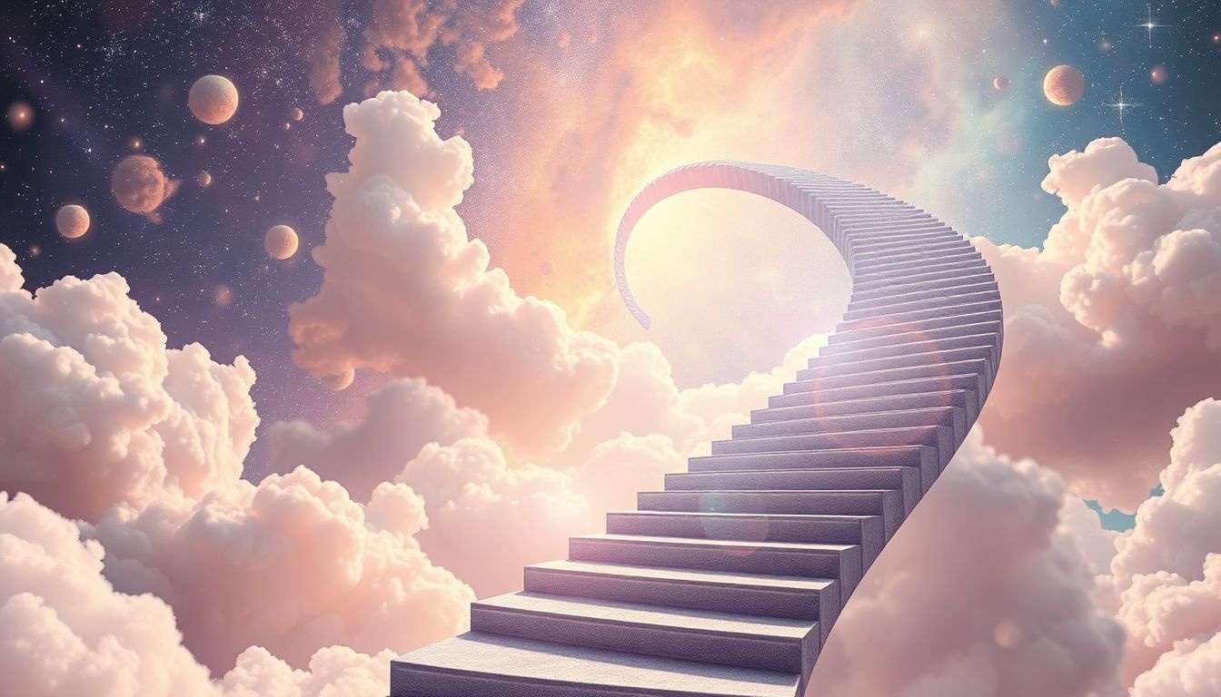 Dromen over een eindeloze trap symboliseert voortdurende levensuitdagingen.