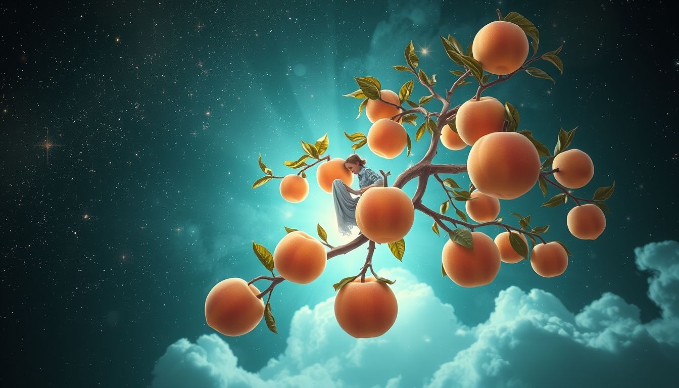 Dromen van klimmen in een perzikboom symboliseert persoonlijke groei en succes.