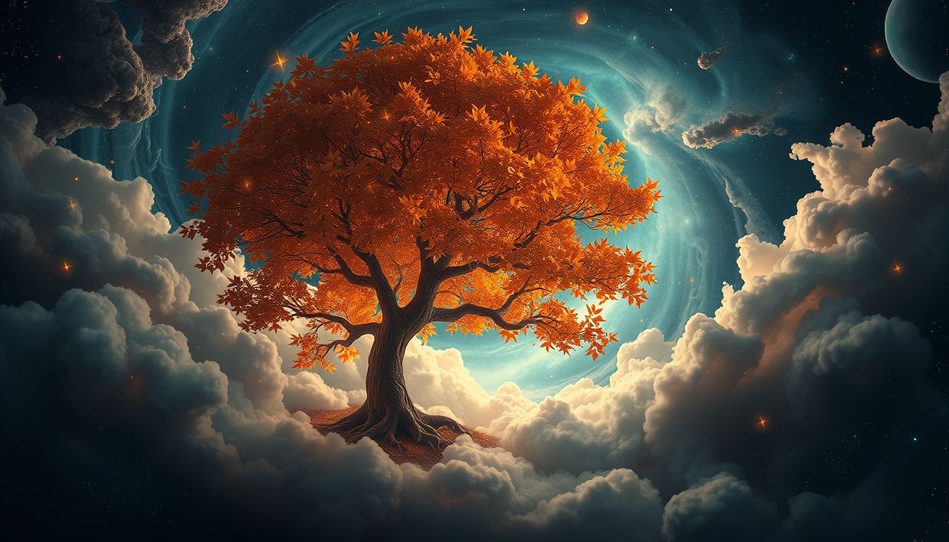 Een kastanjeboom in de herfst symboliseert loslaten en transformatie.